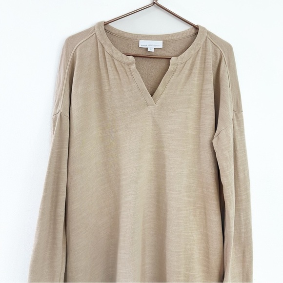 J.Jill Pure Jill Organic Cotton Tan V Neck Tunic Sweater Womens Medium Tall - Picture 2 of 7